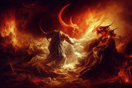 Foto de Una ilustración de demonios en el infierno - Imagen libre de derechos