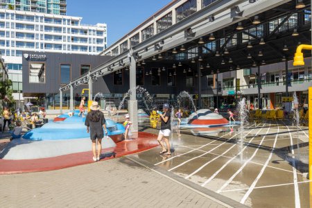 Photo for North Vancouver, Canada - July 12,2022:  The Shipyards Splash Park in North Vancouver - Royalty Free Image
