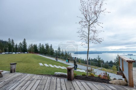 Photo for Vancouver, Canada - December 11,2022: View of The Cypress Pop-up Village lookout with Burrard Inlet and Stanley Park in the background - Royalty Free Image