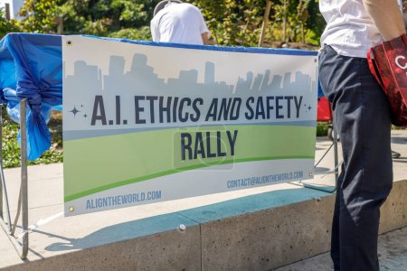 Foto de Vancouver, Canadá - 26 de agosto de 2023: I.A. Rally Ética y Seguridad frente a la Galería de Arte de Vancouver - Imagen libre de derechos