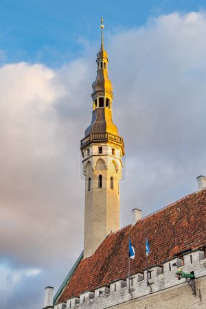 Téléchargez les photos : Tallinn, Estonia - October 19, 2022: Cityscape with town hall and market square in the center of old medieval town of Tallinn in Estonia Unesco world heritage site - en image libre de droit