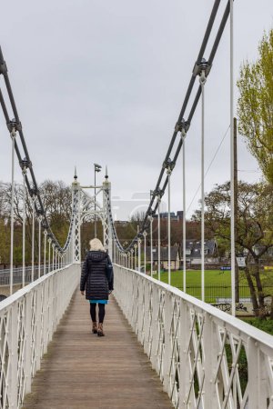 Foto de Dalys o puente Shakey cruzando el río Lee hasta Fitzgeralds Park en la provincia de Cork Munster en Irlanda Europa - Imagen libre de derechos