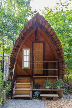 Wooden tiny house Am Waldsee in Lehrte Lower Saxony in Germany. Sustainable living with smaal footprint.