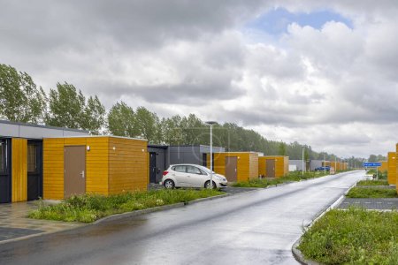 Temporary housing Helper buurt to replace broken houses due to earthquakes and gas extraction in Ten Boer municipality Midden-Groningen in Groningen province The Netherlands.