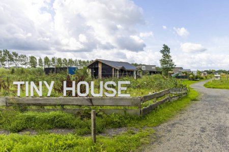 Photo for Ten Boer, The Netherlands - August 8, 2023: Tiny house area Woldwijk in Ten Boer municipality Midden-Groningen in Groningen province in The Netherlands - Royalty Free Image