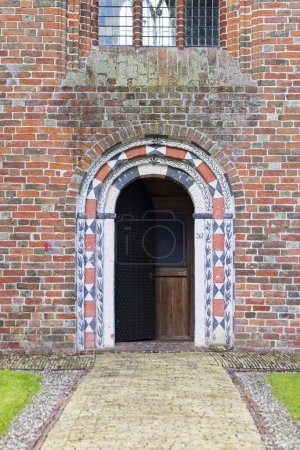 Photo for Entrance door of medieval Roman Gothic church of Zeerijp municipallity Midden-Groningen in Groningen province in The Netherlands - Royalty Free Image