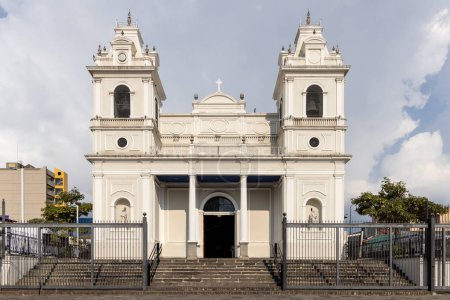 Entrance of Our lady of Soltitude catholic church in baroque style the center of San Jose in Costa Rica