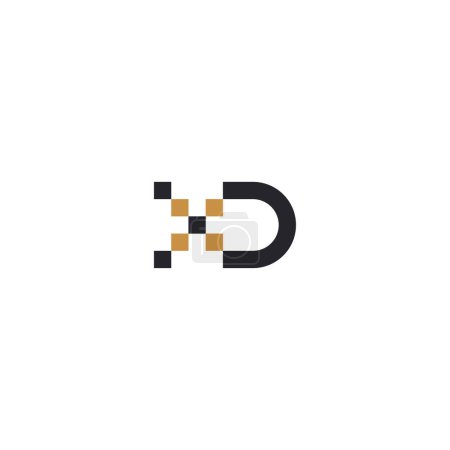 Alphabet Initials logo XD, DX, X and D