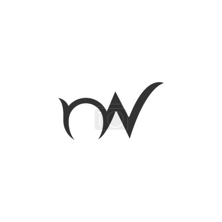 Letras del alfabeto Inicial Logotipo del monograma NW, WN, N y W