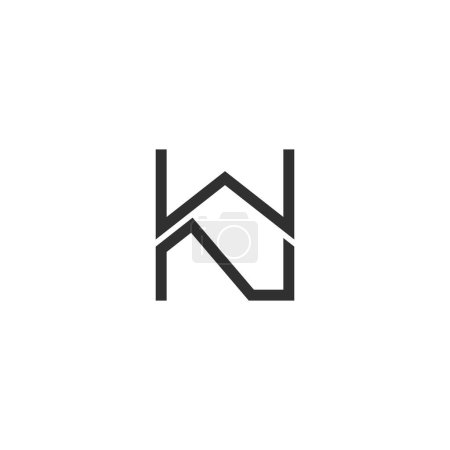 NW, WN, diseño inicial abstracto del logotipo del alfabeto de la letra del monograma