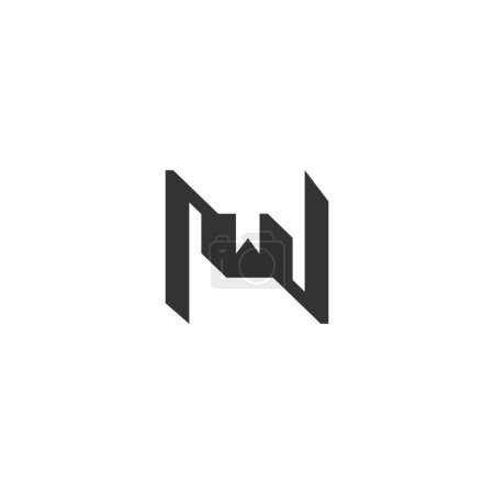 Logotipo inicial del alfabeto NW, WN, N y W
