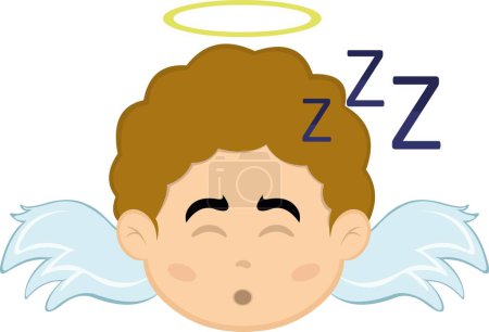 Illustration for Vector illustration of a boy angel cartoon sleeping - Royalty Free Image
