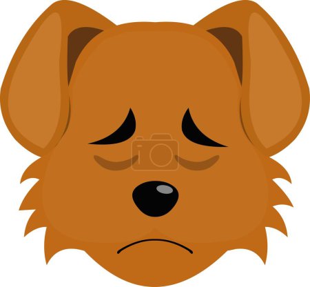 Illustration for Vector illustration of the face of a cartoon dog with a sad expression and regret - Royalty Free Image