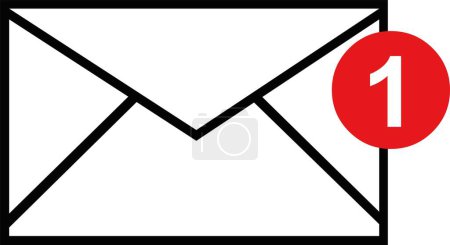 Illustration for Vector illustration of text message icon of an envelope with a notification - Royalty Free Image
