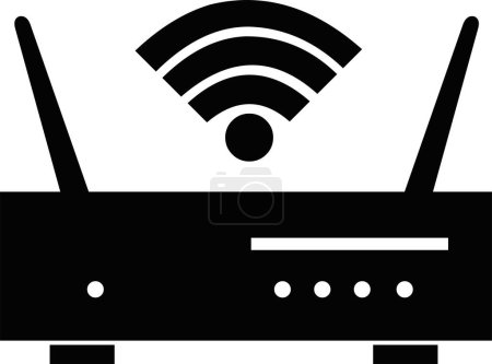 Téléchargez les illustrations : Illustration vectorielle de l'icône du routeur ou moden avec des fréquences d'onde - en licence libre de droit