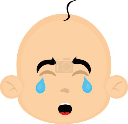 Illustration for Vector illustration of the face of a baby cartoon with a sad expression and crying - Royalty Free Image