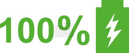 Illustration for Vector illustration of green battery icon charged with 100% - Royalty Free Image