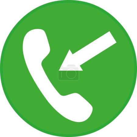 Téléchargez les illustrations : Vector illustration of an arrow pointing to a telephone in a green circular base, in concept of incoming call - en licence libre de droit