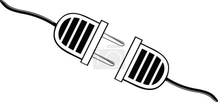 Illustration for Vector illustration of plug and wall socket icon, drawn in black and white - Royalty Free Image