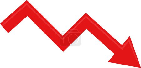 Illustration for Vector illustration of a red arrow trending down - Royalty Free Image