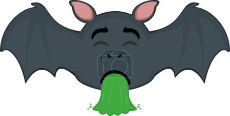 Illustration for Vector illustration bat or vampire cartoon vomiting - Royalty Free Image