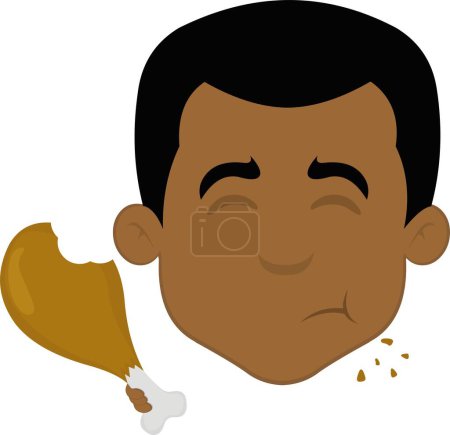 Illustration for Vector illustration face of a cartoon man eating a chicken leg - Royalty Free Image