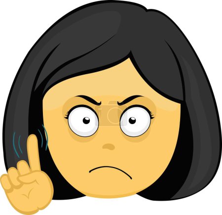 Illustration for Vector illustration woman emoticon yellow cartoon saying no with her hand - Royalty Free Image