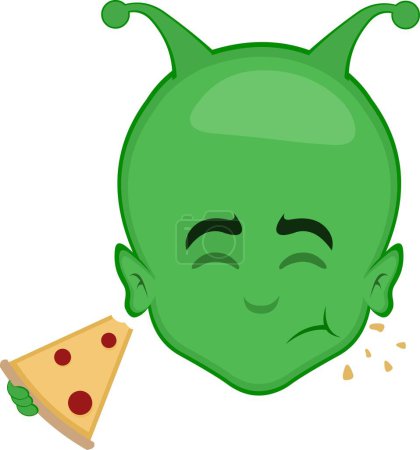 Videoanimation Gesicht außerirdischen Cartoon essen ein Stück Pizza