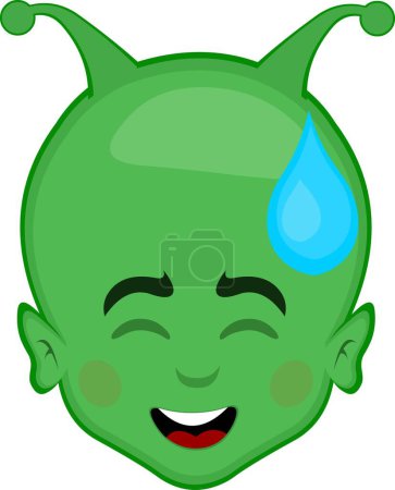 video animation face alien extraterrestrial cartoon, with an expression of shame and a drop sweat on his head