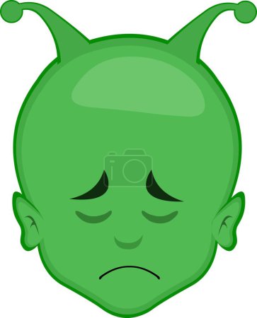 vector illustration face alien extraterrestrial cartoon with a sad expression