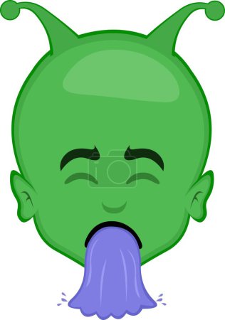 illustration vectorielle visage extraterrestre dessin animé vomissant