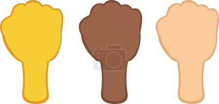 Vector illustration of different colors hands with clenched fist