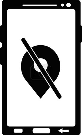 vector illustration black and white icon smartphone disabled gps ( global positioning system ) software