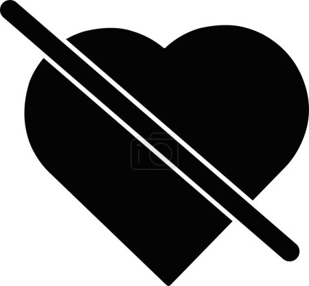 vector illustration black icon heart blocked or disabled