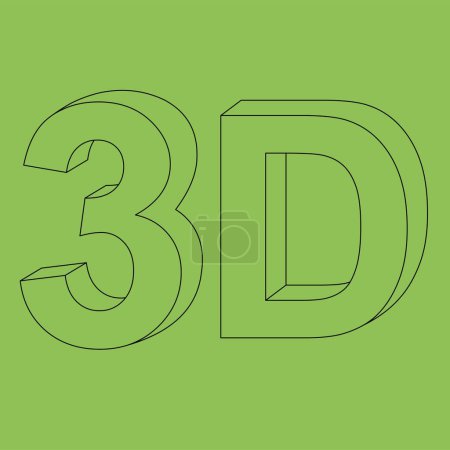 vector ilustración dibujo esquema línea trazo palabra 3D concepto de texto