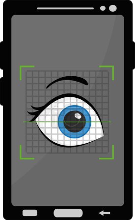 Téléchargez les illustrations : Illustration vectorielle téléphone portable numérisation oeil iris - en licence libre de droit