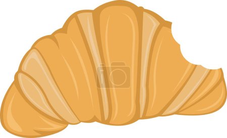 Illustration for Vector illustration biting and eating a cartoon croissant - Royalty Free Image