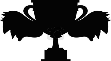 Vektor Illustration schwarze Silhouette Symbol geflügelte Trophäe Pokal Engel Flügel