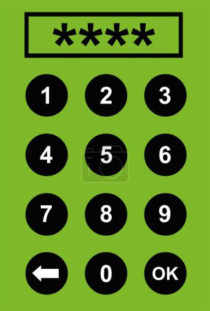 vector illustration black and white icon numeric keypad for device access and security system