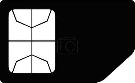 vector illustration black and white icon SIM card or microchip mobile phone