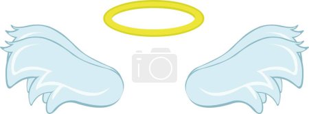 Illustration for Vector illustration halo and angel wings cartoon - Royalty Free Image