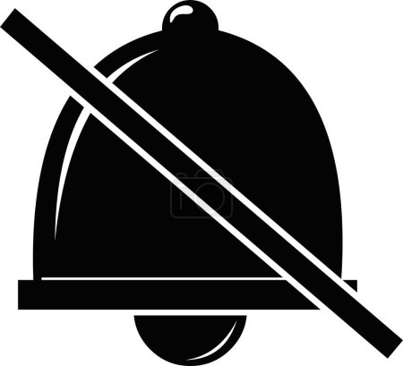 ilustración vectorial icono en blanco y negro de un objeto de campana bloqueado o desactivado, en modo de silencio conceptual