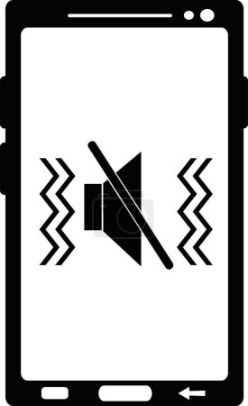 Vektor Illustration Schwarz-Weiß-Symbol von Mobiltelefon oder Smartphone im Vibrationsmodus