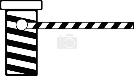 vector drawing illustration door vehicle barrier control access, drawn in black and white color