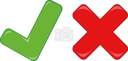 vector illustration green checklist and red color cross
