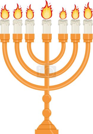 illustration vectorielle hebrew candelabrum dessin animé avec les bougies