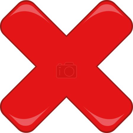 vector illustration red color cross icon of rejection or cancellation