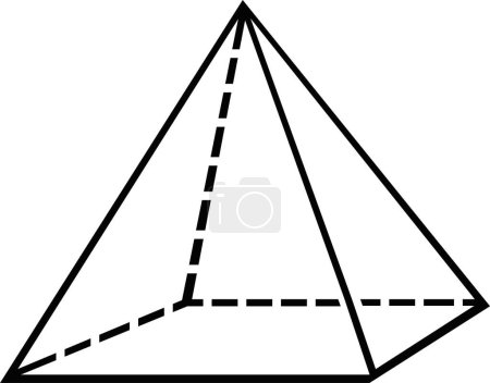 vector drawing illustration prism or triangle shape 3D three dimensions, drawn in black and white color
