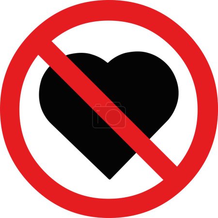 vector illustration icon signage forbidden and heart shape, prohibited love concept