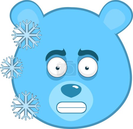 vector illustration face brown grizzly bear cartoon frozen with frost crystals